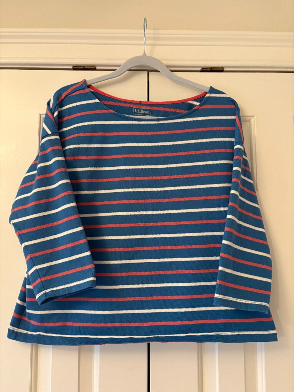 L.L. Bean Women's Heritage Mariner Boat  Neck Striped Top L Petite